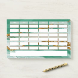 Modern Green Marble Weekly School Schedule Post-it Notes