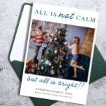 Modern Green Merry Christmas Kids Photo Holiday Card<br><div class="desc">Celebrate the season with the "All is Bright" Minimal Christmas Kids Photo Holiday Card, featuring a soft blue colour palette. This elegant and simple design places your child's photo at the centre, framed by clean typography and a soft, wintry feel. Perfect for families who love a modern yet heartwarming touch,...</div>