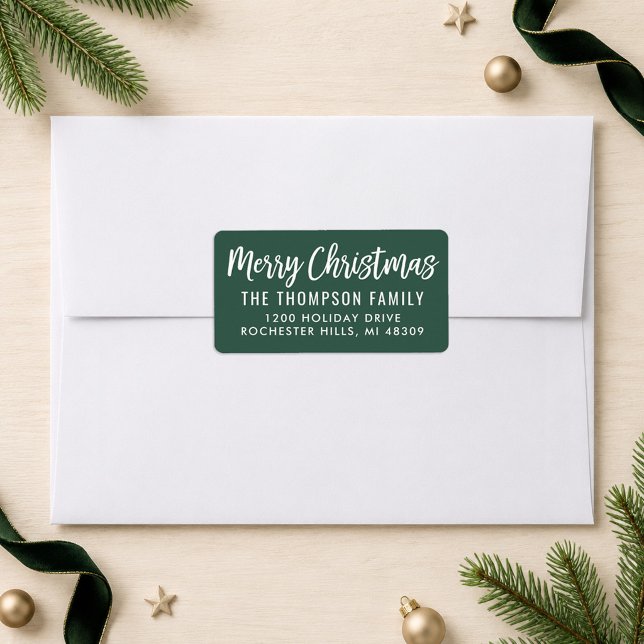Modern Green Merry Christmas Script Label (Creator Uploaded)