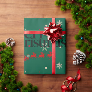Modern Green Merry Christmas Wrapping Paper