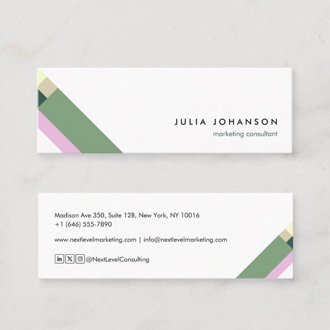 modern green minimalist geometric pattern mini business card (Creator Uploaded)