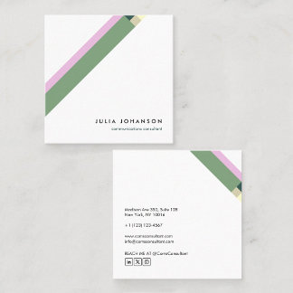 modern green minimalist geometric pattern square business card