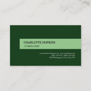 Modern Green Minimalist Plain Professional Business Card