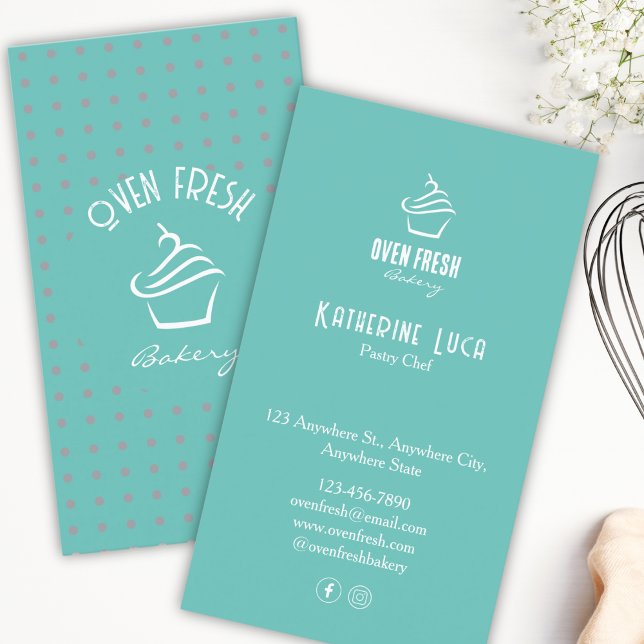 Modern Green Mint Cupcake Bakery  Business Card (Creator Uploaded)