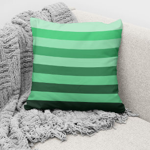 Modern Green Monochrome Colour Block Striped Throw Pillow