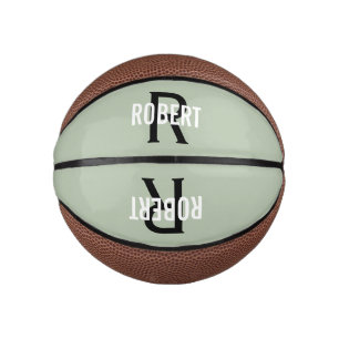 Modern green monogram name basketball
