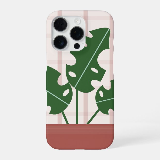 Modern Green Monstera Leaf Plant Birthday Gift iPhone Case (Back)