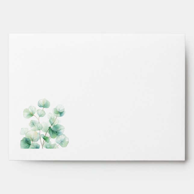 Modern Green Natural Botanical Pattern Wedding Envelope (Front)
