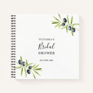 Modern Green Olive Branch Bridal Shower Gift List Notebook