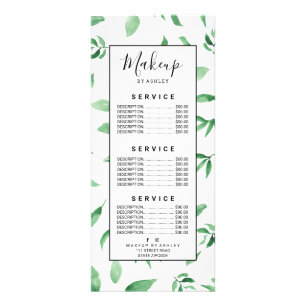 Modern green olive branch leaf botanical pattern rack card