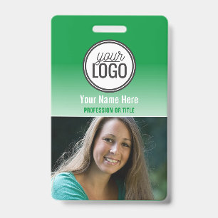 Modern Green Ombre Professional Photo Name Tag Badge