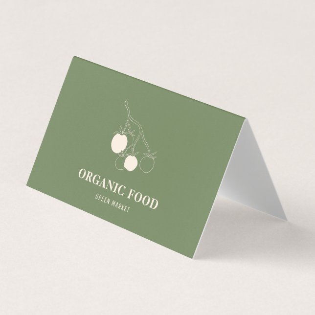 Modern Green Organic Food  Business Card (Front)