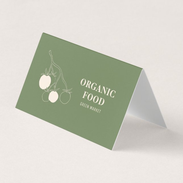 Modern Green Organic Food  Business Card (Front)