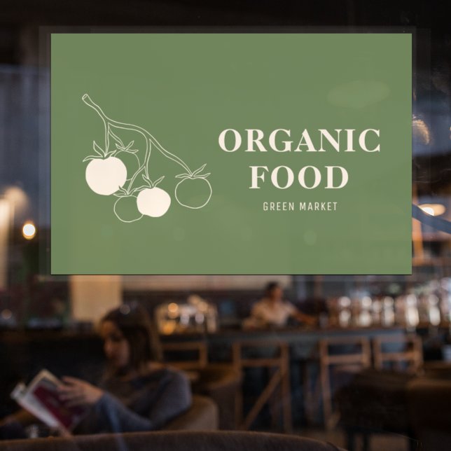 Modern Green Organic Food  Window Cling (Creator Uploaded)