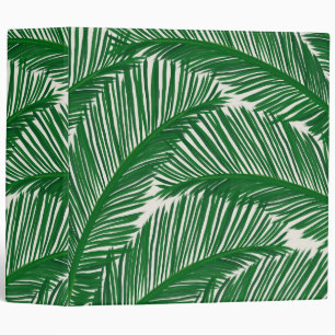 Modern Green Palm Leaf Tropical Pattern Binder