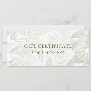 Modern Green Palm Print Gift Certificate