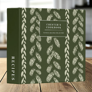 Modern Green Patterned Trendy Recipes Cookbook  Binder