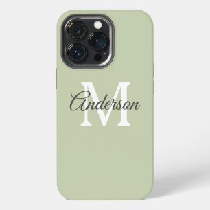 Modern Green   Personal Initial  iPhone 13 Pro Case