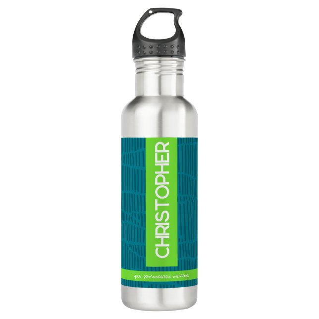 Modern Green Personalized Name 710 Ml Water Bottle (Front)