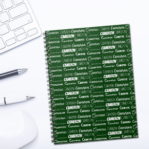 Modern Green Personalized Name Collage Notebook