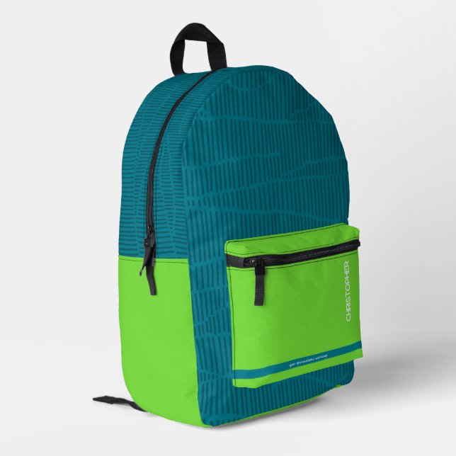 Modern Green Personalized Name Printed Backpack (Back Corner Left)