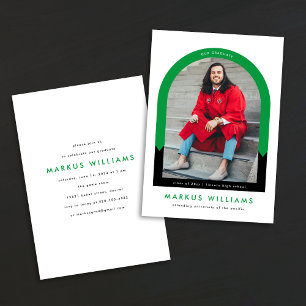 Modern Green Photo Arch 2025 Graduation Party Invitation