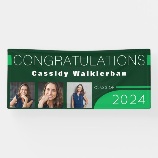 Modern Green Photo Graduation Banner (Horizontal)
