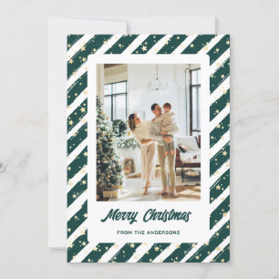 Modern Green Photo Merry Christmas Holiday Card
