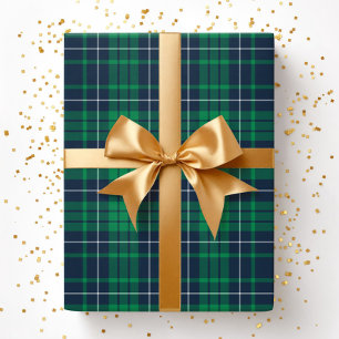 Modern Green Plaid Pattern Wrapping Paper