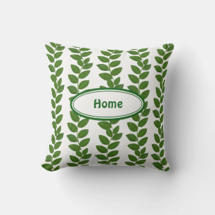 Modern Green Plant Leaves Throw Pillow