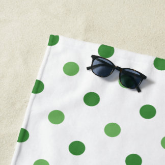 Modern Green Polka Dot Beach Towel