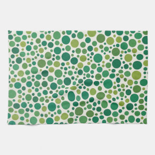 Modern Green Polka Dot Seamless Pattern Kitchen Towel