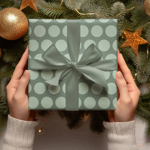 Modern Green Polka Dots Christmas Wrapping Paper