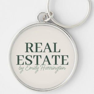 Modern Green Real Estate Agent Keychain
