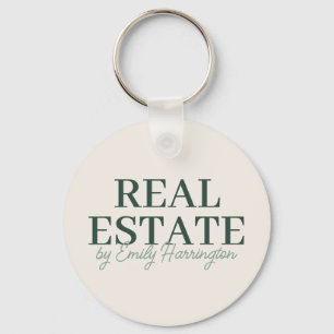 Modern Green Real Estate Agent Keychain