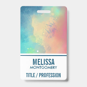 Modern Green & Red Space Nebula Watercolor Badge