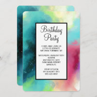 Modern Green & Red Space Nebula Watercolor