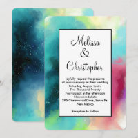 Modern Green & Red Space Nebula Watercolor
