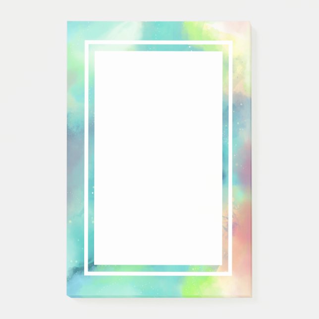 Modern Green & Red Space Nebula Watercolor Post-it Notes (Front)