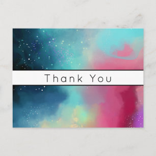 Modern Green & Red Space Nebula Watercolor Postcard