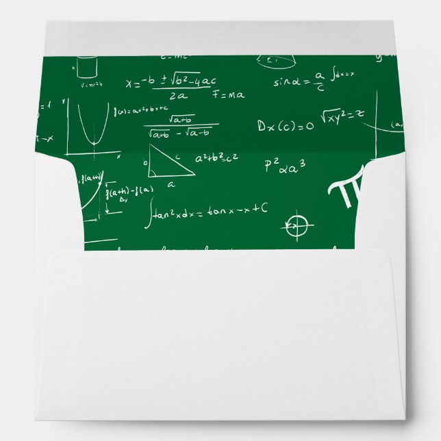 Modern Green Return Address Math Graduation Envelope (Back (Bottom))