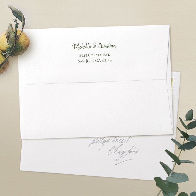 Modern Green Script 5 x 7 Return Address Envelope (Creator Uploaded)