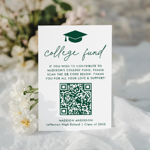 Modern Green Script Graduation College Fund Enclosure Card