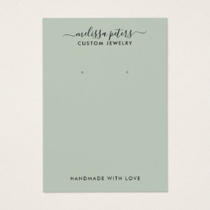 Modern Green Script Jewellery Earring Display Card