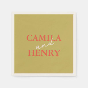 Modern Green Script Wedding Napkins