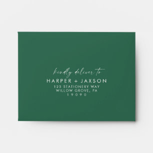 Modern Green Self-Addressed RSVP Envelope