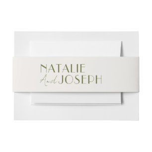 Modern Green Simple Unique Whimsical Wedding Invitation Belly Band