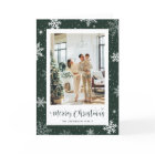 Modern Green Snowflake Photo Merry Christmas