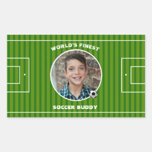 Modern Green Soccer Sports Field Custom Photo Sticker
