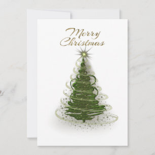 Modern Green Spiral Christmas Tree holiday card